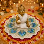 Neel Mint Peacock Pearl Laddu Gopal Poshak – Size 3, view 2