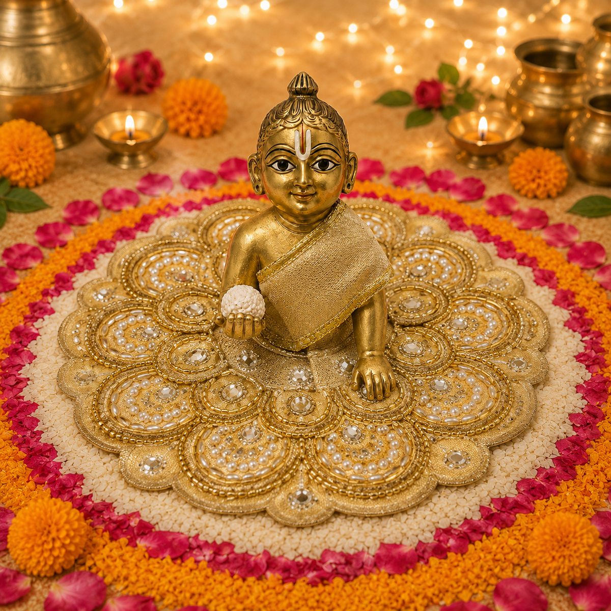 Kanak Pearl Mandala Laddu Gopal Poshak – Size 4, view 1