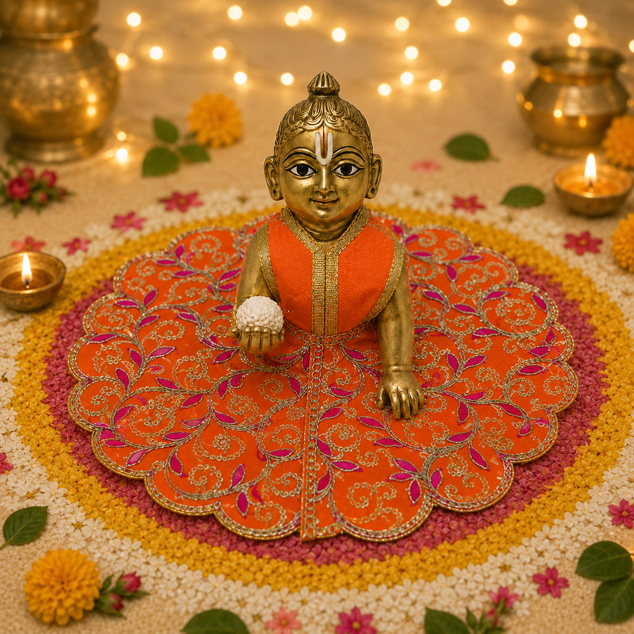 Kesari Magenta Vine Laddu Gopal Poshak – Size 4, view 1