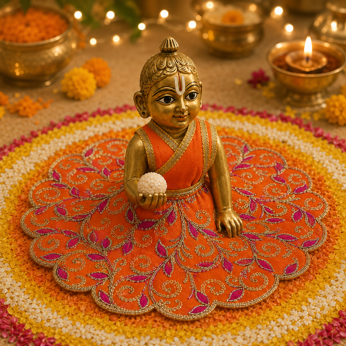 Kesari Magenta Vine Laddu Gopal Poshak – Size 4, view 2