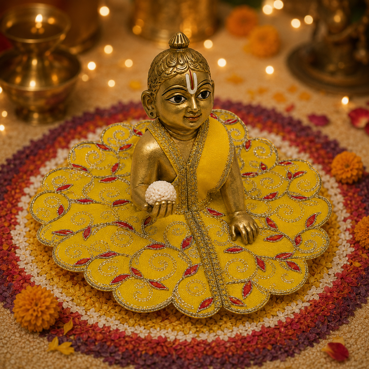 Surya Yellow Red Vine Laddu Gopal Poshak – Size 4, view 2