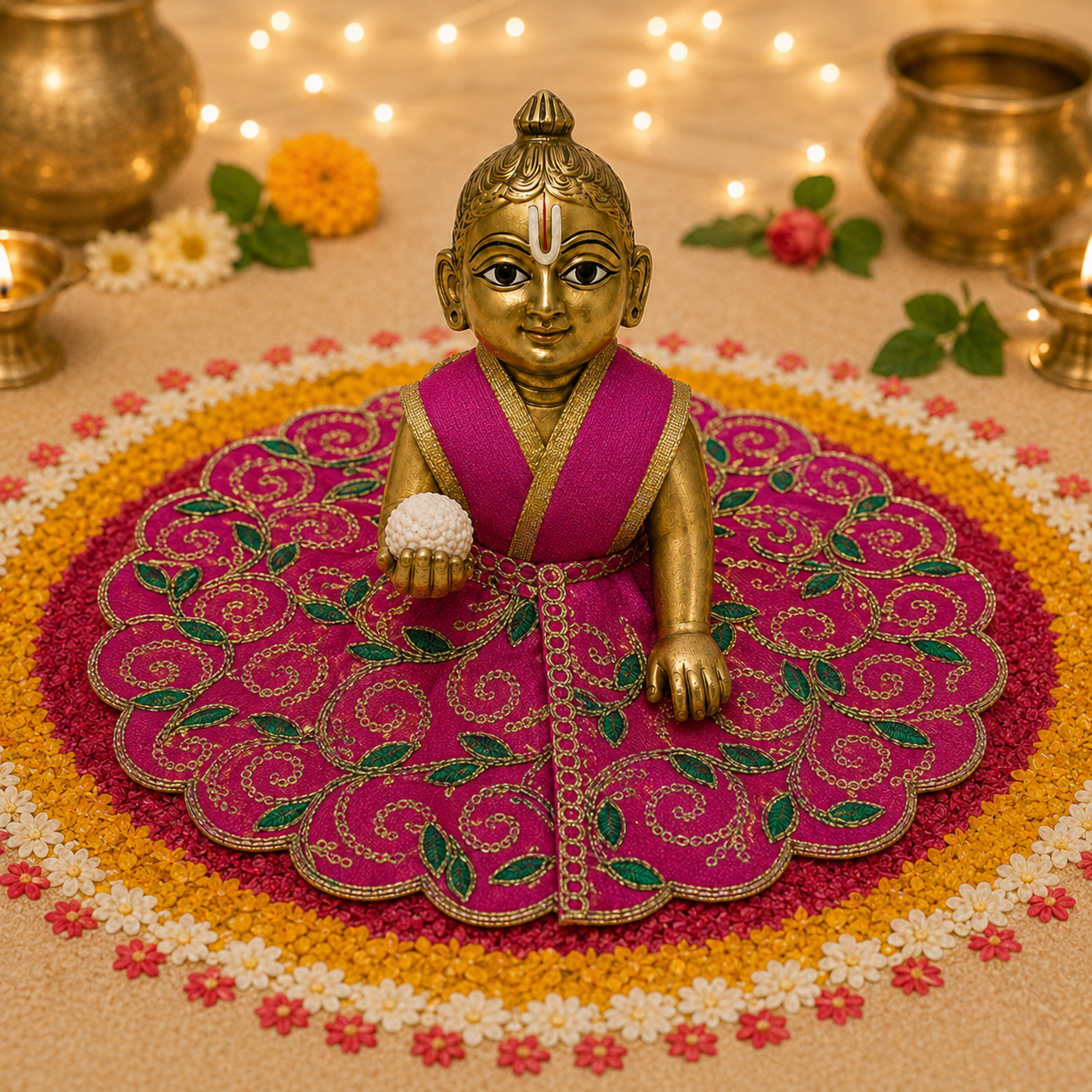 Rani Emerald Vine Laddu Gopal Poshak – Size 4, view 1