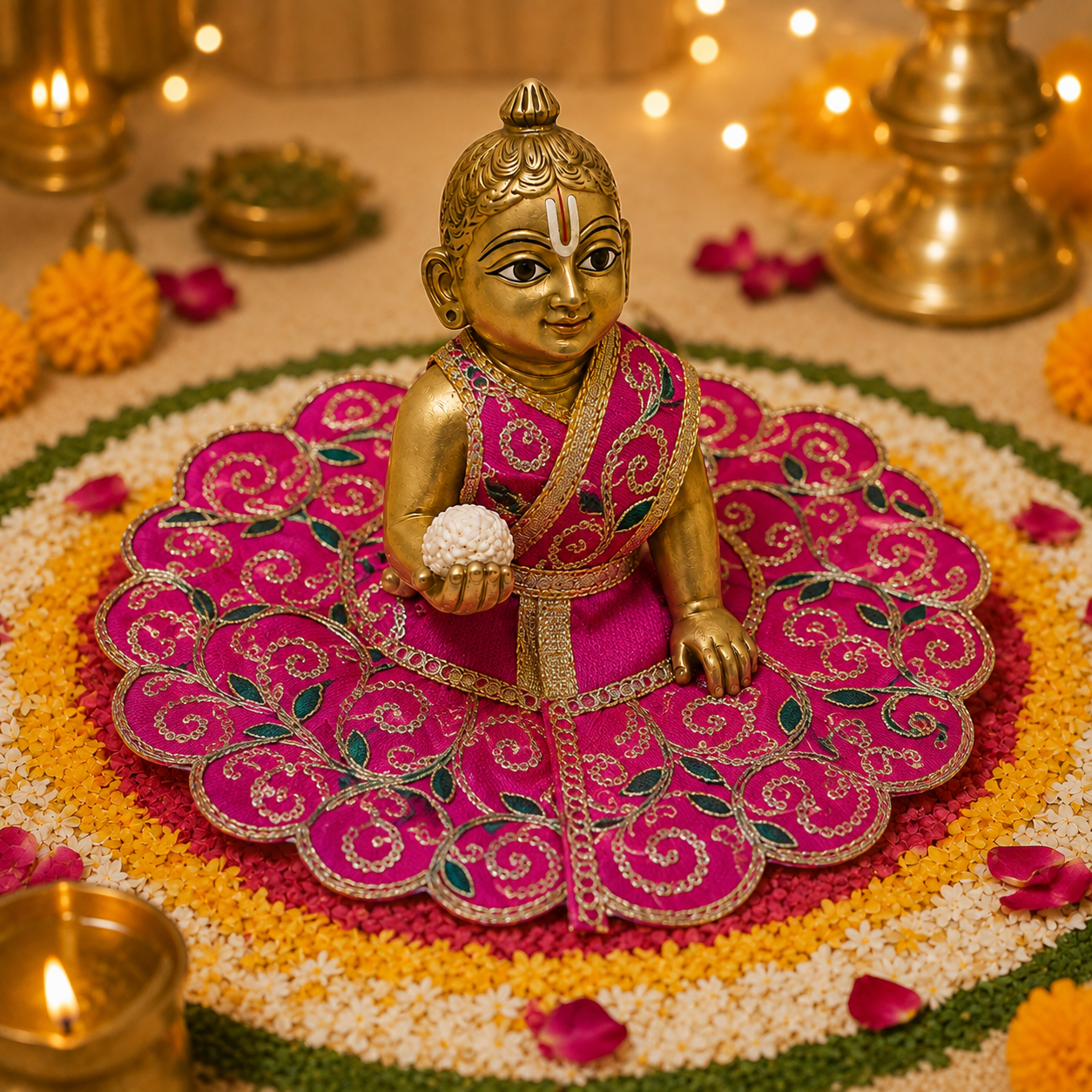 Rani Emerald Vine Laddu Gopal Poshak – Size 4, view 2