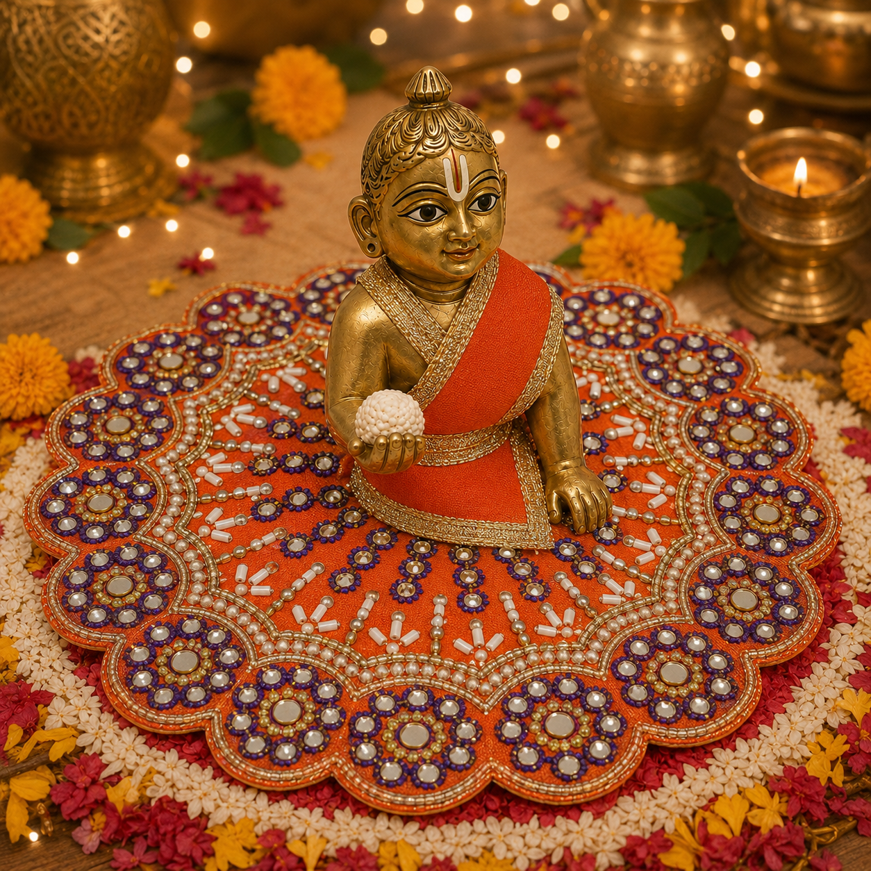 Kesari Violet Crystal Mandala Laddu Gopal Poshak – Size 4, view 2