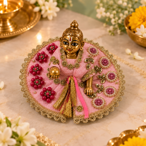 Blush Ruby Floral Pearl Size 0 Laddu Gopal Poshak angled view