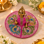 Gulabi Multicolour Peacock Pearl Size 0 Laddu Gopal Poshak angled view