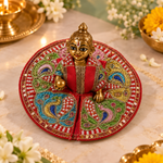 Ruby Multicolour Peacock Pearl Size 0 Laddu Gopal Poshak angled view