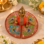 Narangi Multicolour Peacock Pearl Size 0 Laddu Gopal Poshak angled view