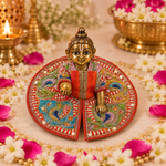 Narangi Multicolour Peacock Pearl Size 0 Laddu Gopal Poshak front view