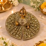 Antique Gold Sequin Size 0 Laddu Gopal Poshak angled view