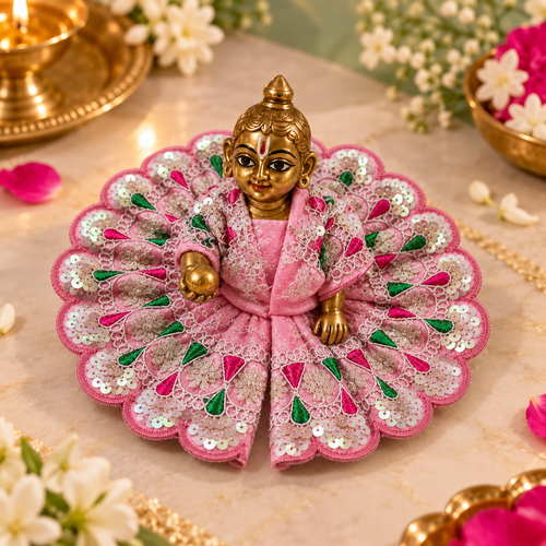 Blush Floral Sequin Size 0 Laddu Gopal Poshak angled view