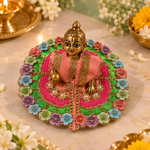 Multicolour Floral Petal Size 0 Laddu Gopal Poshak angled view