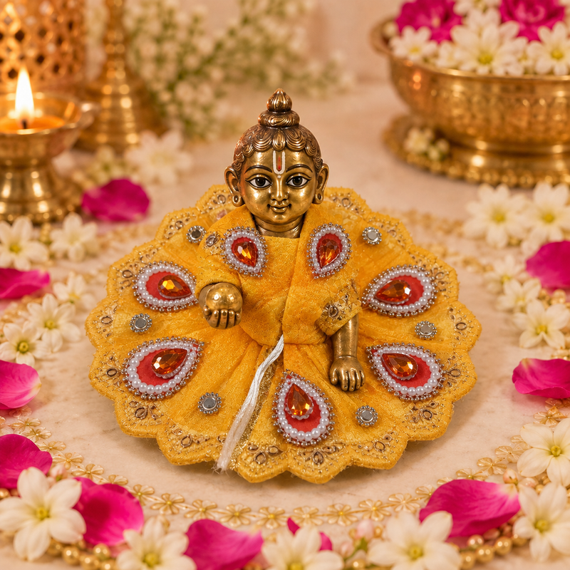 Kesari Teardrop Mirror Size 0 Laddu Gopal Poshak front view