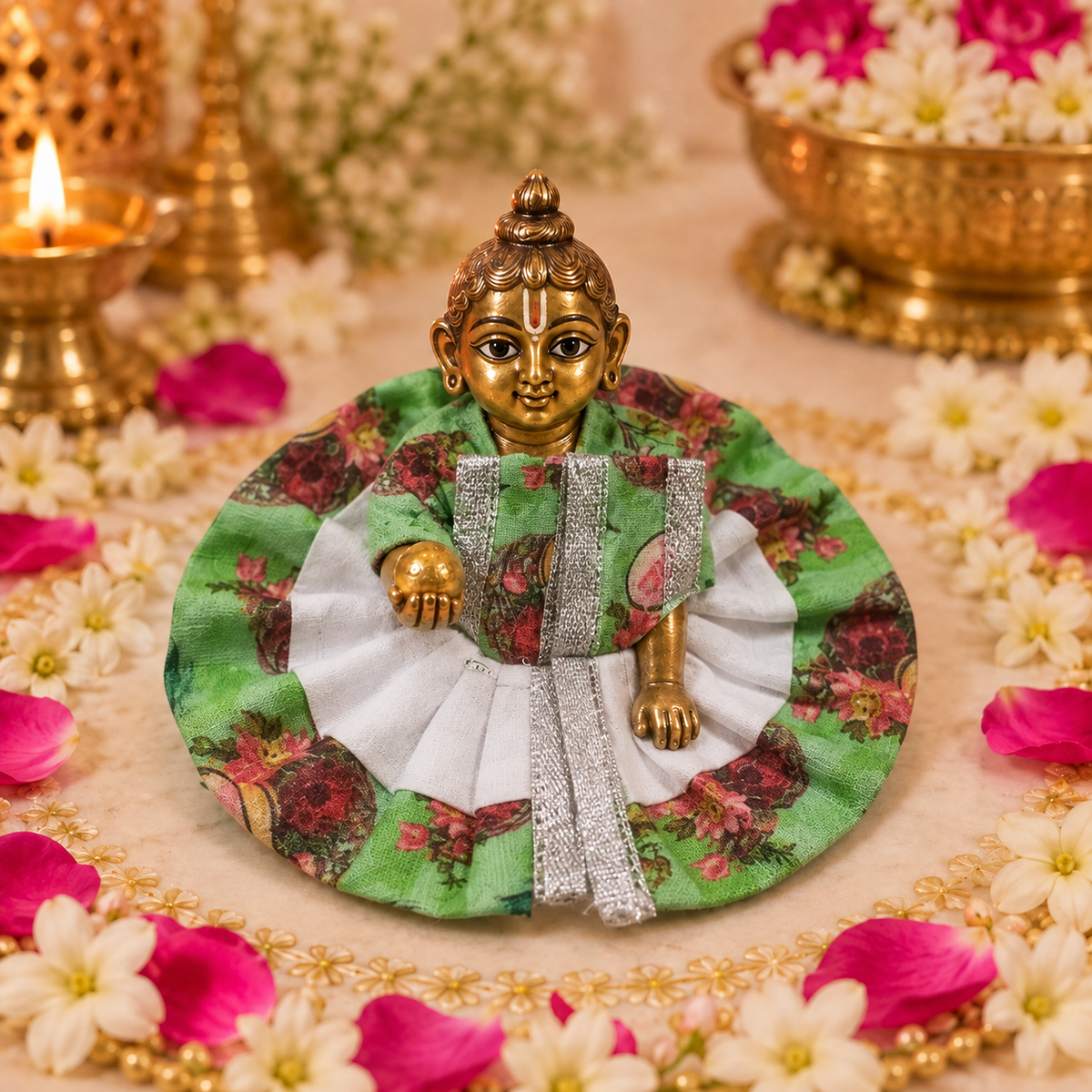 Hari Floral Cotton Size 0 Laddu Gopal Poshak front view