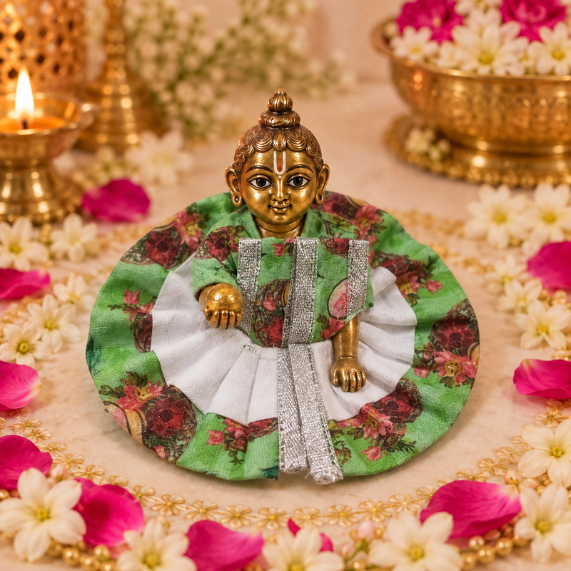 Hari Floral Cotton Size 0 Laddu Gopal Poshak front view