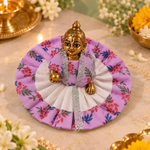 Lilac Floral Cotton Size 0 Laddu Gopal Poshak angled view