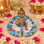 Neel Floral Cotton Size 0 Laddu Gopal Poshak front view