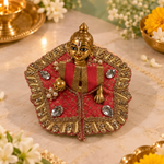 Ruby Mirror Pearl Ruffle Size 0 Laddu Gopal Poshak angled view