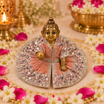 Peach Mirror Jaal Size 0 Laddu Gopal Poshak front view