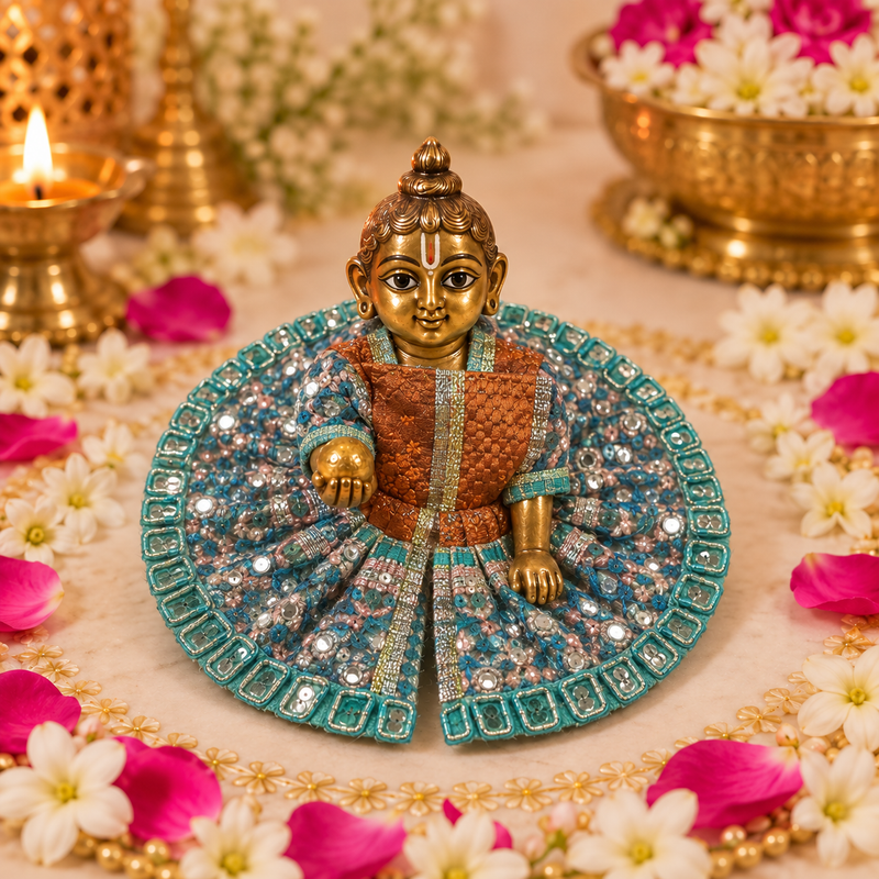 Firozi Mirror Jaal Size 0 Laddu Gopal Poshak front view
