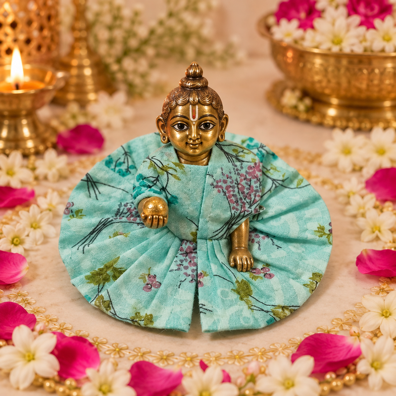 Aqua Botanical Cotton Laddu Gopal Poshak – Size 0 front view