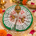 Emerald Red Crochet Halo Laddu Gopal Poshak – Size 0 front view