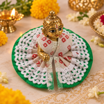 Emerald Red Crochet Halo Laddu Gopal Poshak – Size 0 angled view