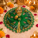 Green Gota Floral Laddu Gopal Poshak – Size 5 – three-quarter view