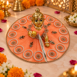 Orange Crystal Mandala Laddu Gopal Poshak – Size 5 – corrected matching view