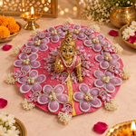 Pink Lavender Pearl Floral Laddu Gopal Poshak – Size 5 – three-quarter view