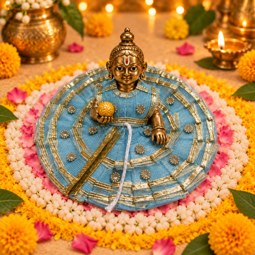 Aasmani Gold Gota Chakra Laddu Gopal Poshak – Size 3 – Front View