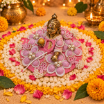 Blush Purple Floral Pearl Laddu Gopal Poshak – Size 3 – Three-Quarter View