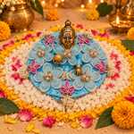 Aasmani Pink Floral Pearl Laddu Gopal Poshak – Size 3 – Front View