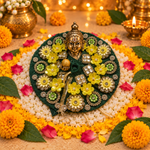 Black Yellow Floral Crystal Laddu Gopal Poshak – Size 3 – Front View