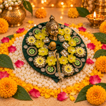 Black Yellow Floral Crystal Laddu Gopal Poshak – Size 3 – Three-Quarter View