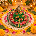 Hariyali Red Floral Mirror Laddu Gopal Poshak – Size 3 – Three-Quarter View