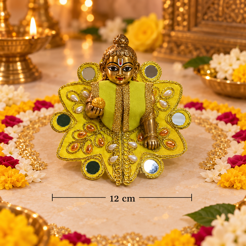 Pista Mayur Pearl Size 0 Laddu Gopal Poshak front view