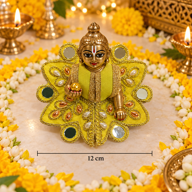 Lime Lotus Pearl Size 0 Laddu Gopal Poshak front view