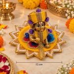 Rani Pink Lotus Gota Size 0 Laddu Gopal Poshak front view