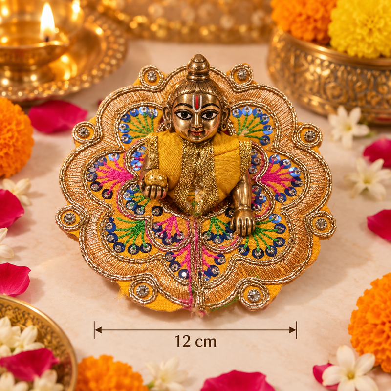 Rose Ivory Crystal Size 0 Laddu Gopal Poshak front view