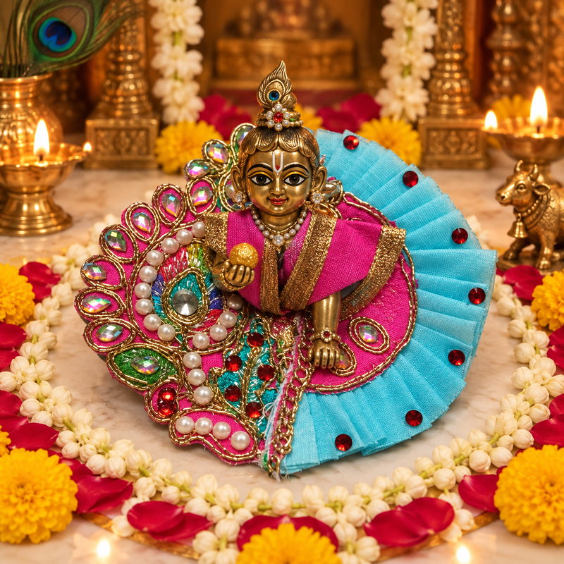 Neel Mayur Aqua Size 0 Laddu Gopal Poshak front view