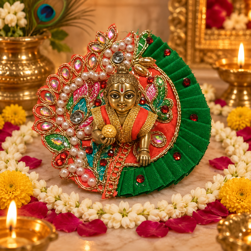 Hari Mayur Green Size 0 Laddu Gopal Poshak front view
