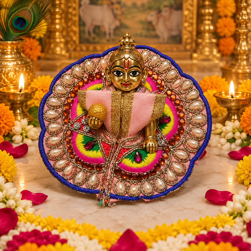 Neel Pearl Chakra Size 0 Laddu Gopal Poshak front view