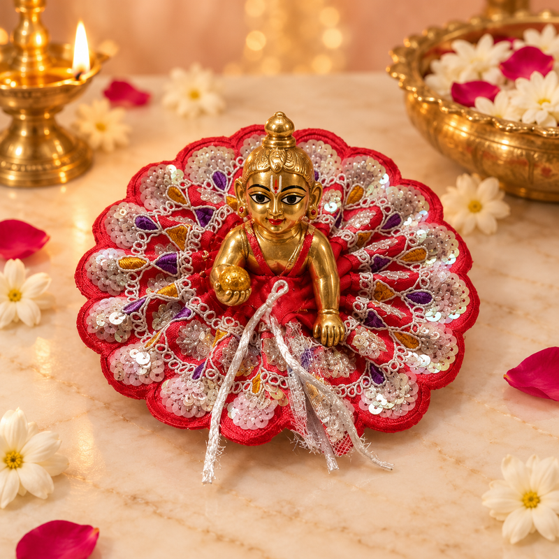 Handcrafted Laddu Gopal Poshak Size 1 Design 03 front view