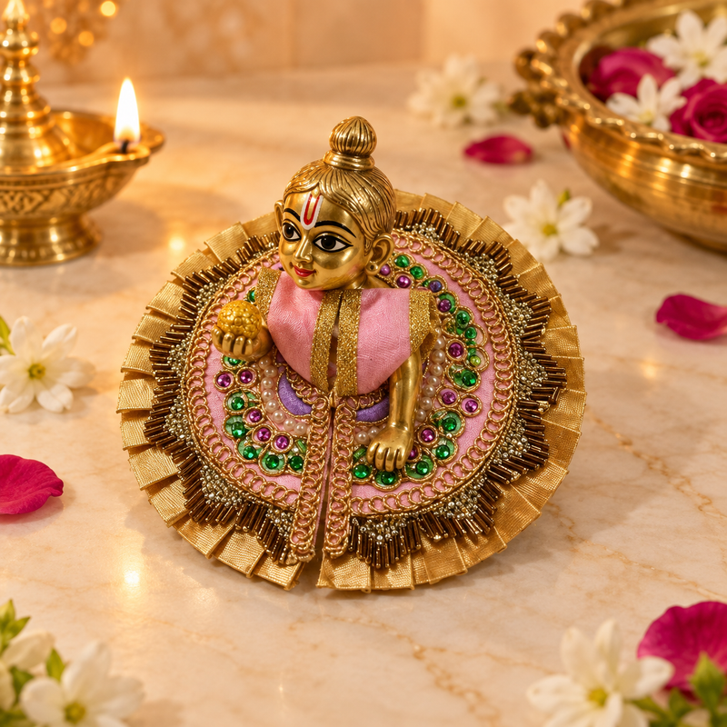 Handcrafted Laddu Gopal Poshak Size 1 Design 31 front view