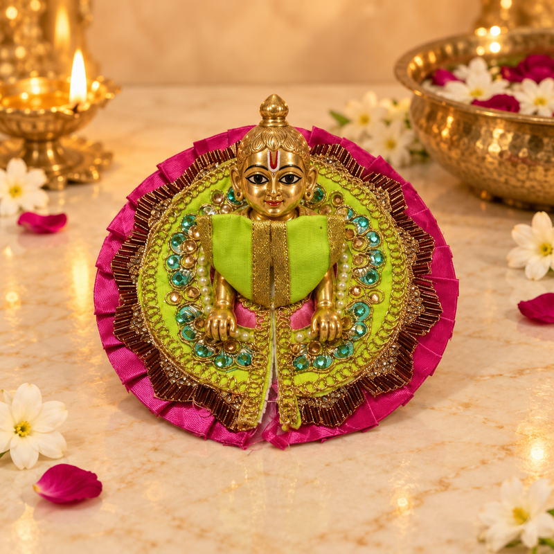 Handcrafted Laddu Gopal Poshak Size 1 Design 32 front view