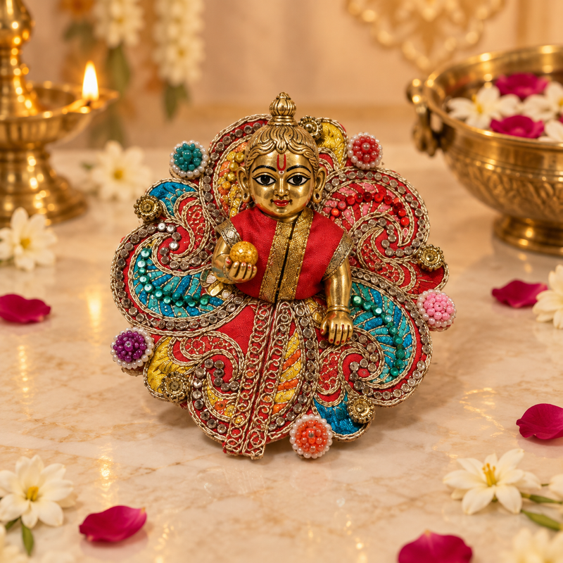 Handcrafted Laddu Gopal Poshak Size 1 Design 36 front view