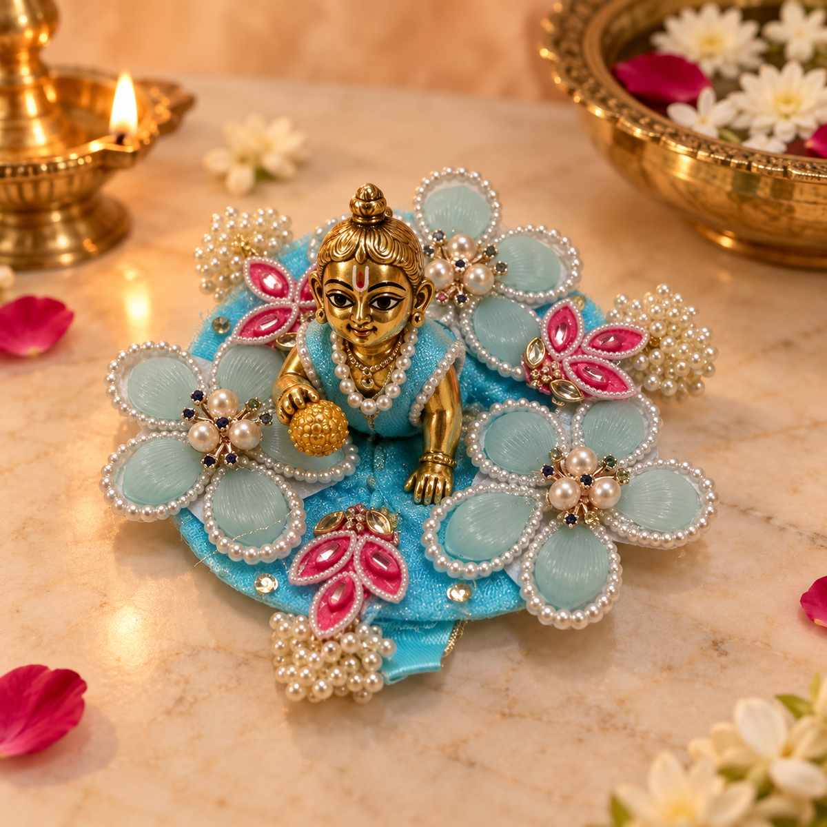 Handcrafted Laddu Gopal Poshak Size 2 angled view