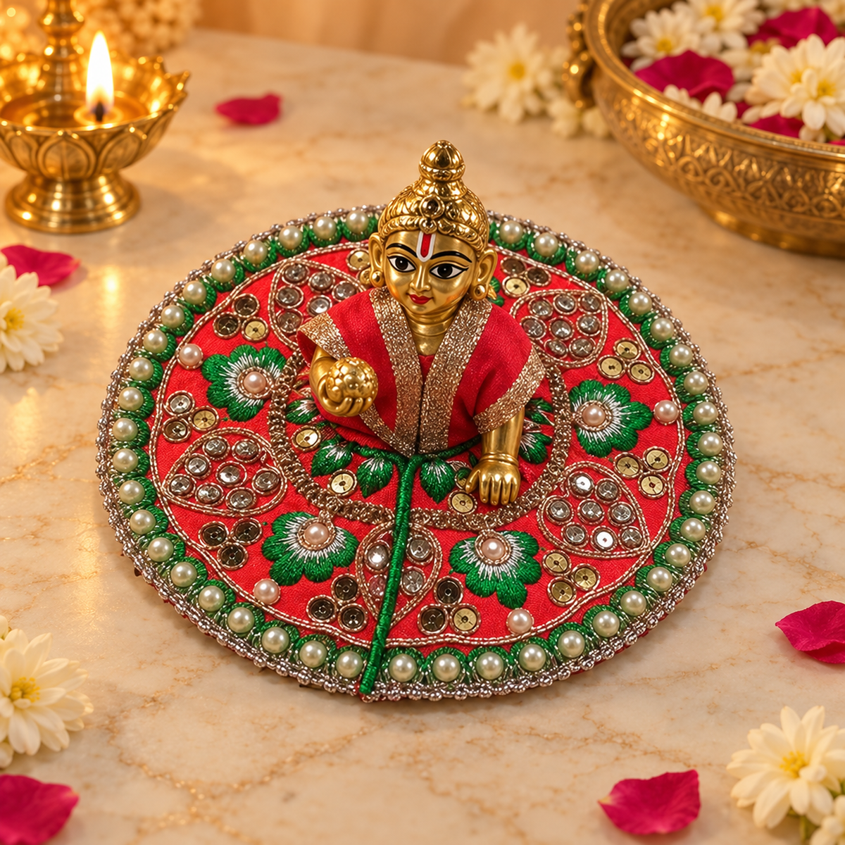 Handcrafted Laddu Gopal Poshak Size 2 angled view