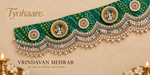 Vrindavan Mehrab green Bandhani toran – diagonal close-up